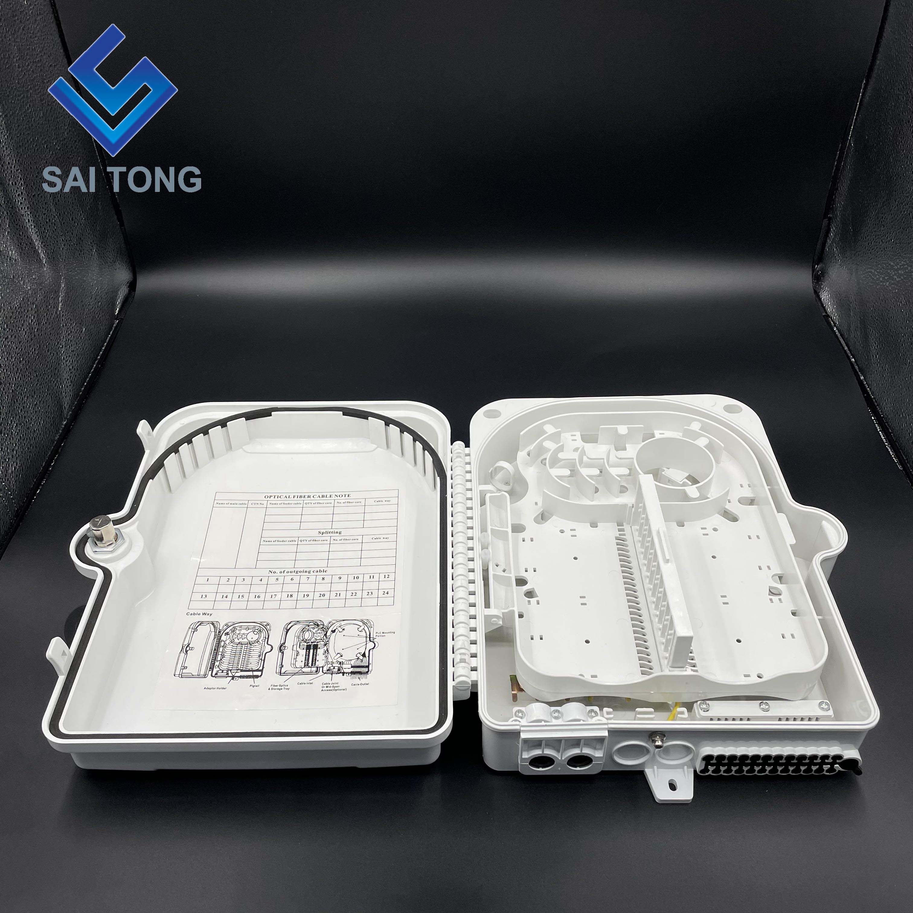 Saitong 24 Core optical fiber distribution box 4 in 24 out optical fiber protection box ABS material 24 cores fiber splice box