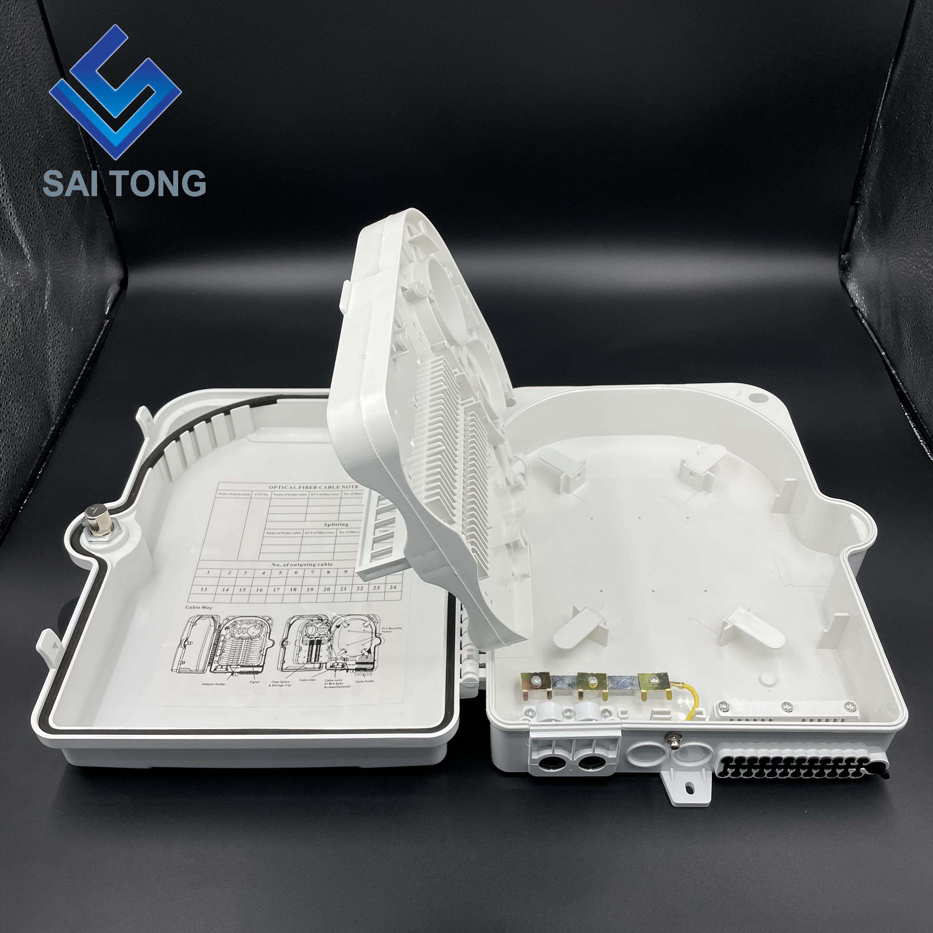 Saitong 24 Core optical fiber distribution box 4 in 24 out optical fiber protection box ABS material 24 cores fiber splice box