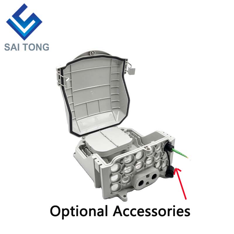 FTTH Saitong IP65 16 core fiber optic Terminal Box PC+ABS Material Outdoor 16 Ports Distribution Boxes with 2 tray