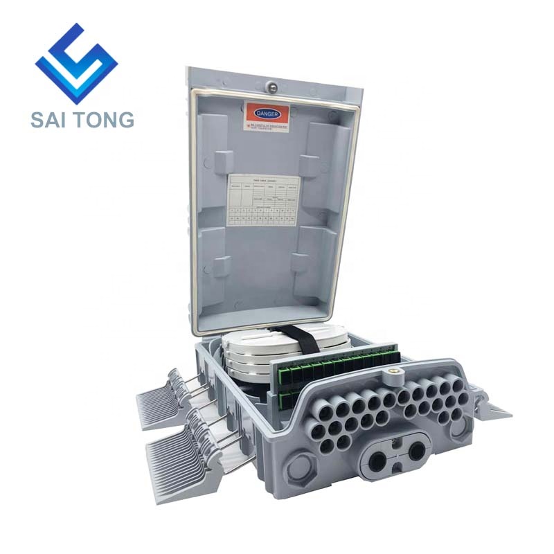 Outdoor PC ABS Gray24 Core fiber optic enclosure box SC FTTH plastic cajas de fibra NAP CTO 24core Fiber Optic Distribution Box