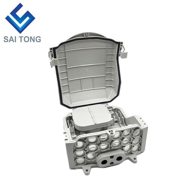 FTTH Saitong IP65 16 core fiber optic Terminal Box PC+ABS Material Outdoor 16 Ports Distribution Boxes with 2 tray