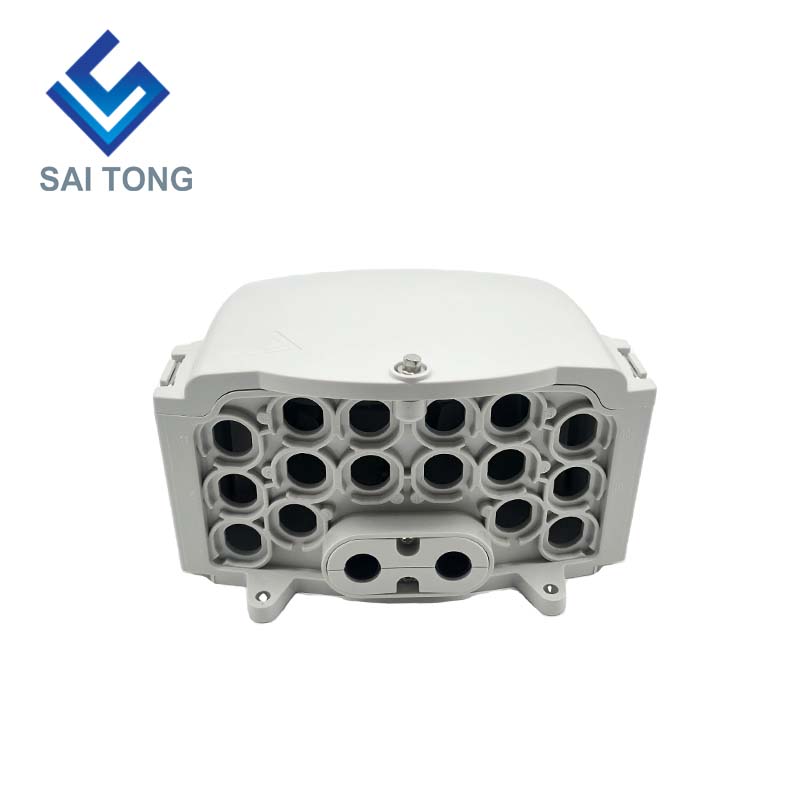 FTTH Saitong IP65 16 core fiber optic Terminal Box PC+ABS Material Outdoor 16 Ports Distribution Boxes with 2 tray