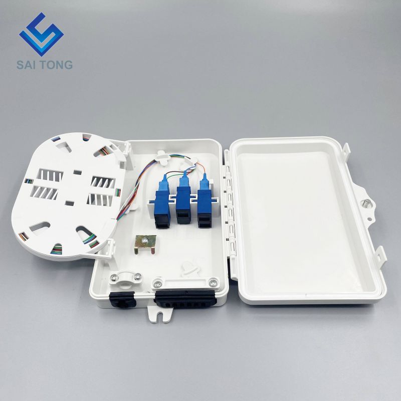 Saitong 1/6 Ports FTTH FTTX 6 core fiber optic distribution box PLC support box ABS optic box