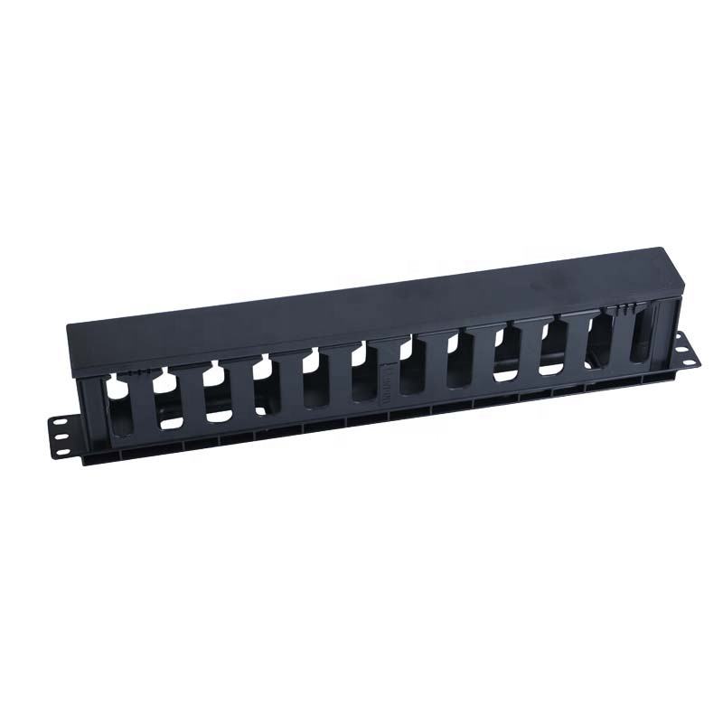 Multifunctional 19 inch Network Rack Mount 1U 2U 12 Ports Cable Management With Cover Plastic Plate made in China