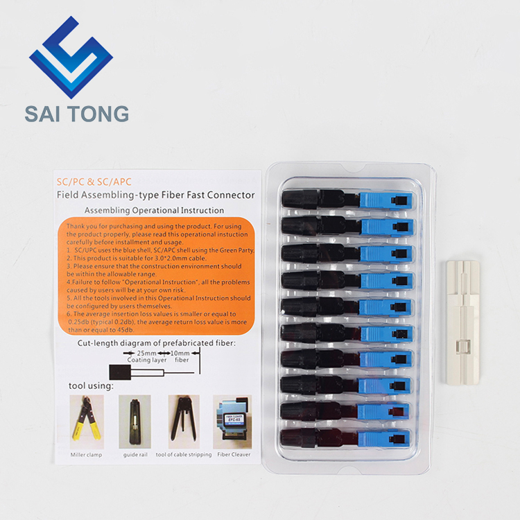 Saitong Supply Communication equipment quick connector sc/upc ftth Fiber Optic Fast Connector Fiber Connector