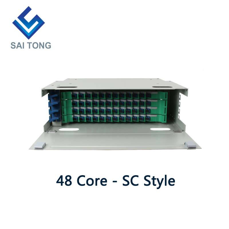 SaiTong FTTH 19 Inch Rack Mount 48 Port Cabinet SC/FC ODF 4 U 48 core Optical fiber Distribution Frame Optional Full Load