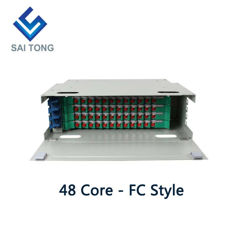 SaiTong FTTH 19 Inch Rack Mount 48 Port Cabinet SC/FC ODF 4 U 48 core Optical fiber Distribution Frame Optional Full Load