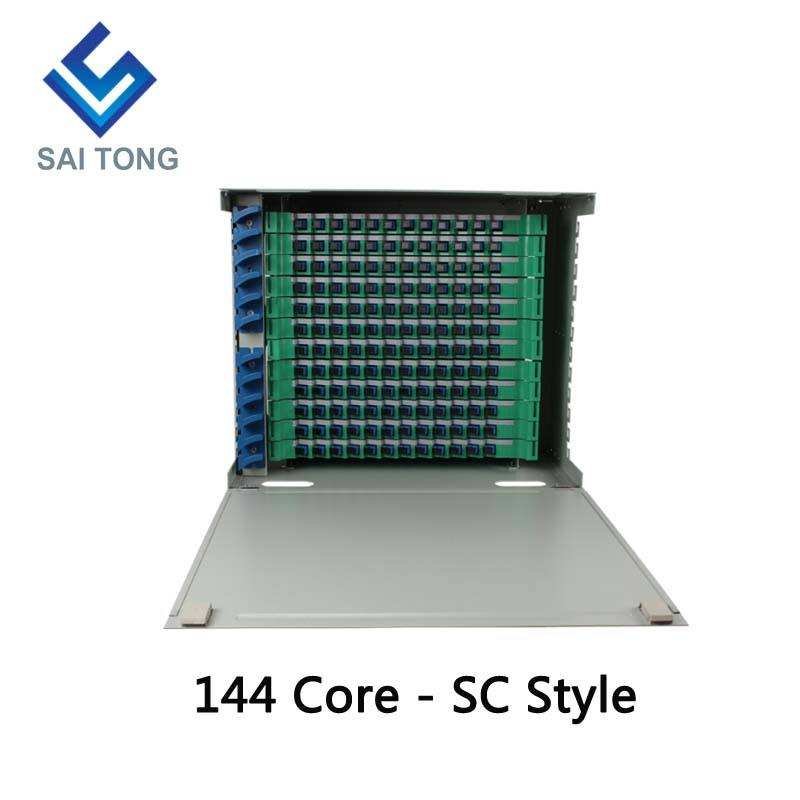 2022 SaiTong FTTH 19 Inch Rack Mount 144 Port Cabinet SC/FC ODF 12U 144 core Optical fiber Distribution Frame Optional Full Load