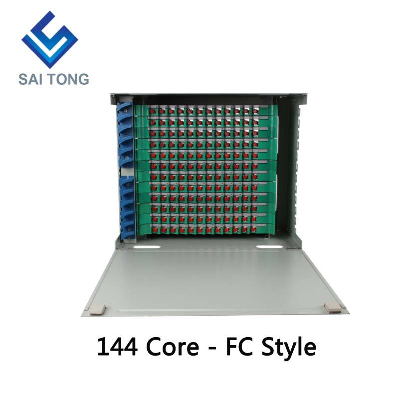 2022 SaiTong FTTH 19 Inch Rack Mount 144 Port Cabinet SC/FC ODF 12U 144 core Optical fiber Distribution Frame Optional Full Load