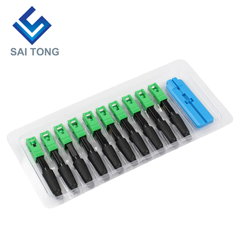 FTTH Fiber Saitong Optic Fast connector sc apc green color fiber cable fast connector Quick Connector Field assembly Singlemode