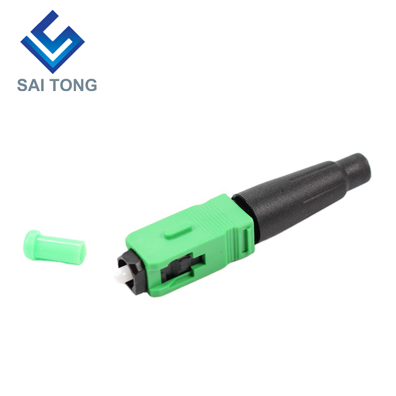 FTTH Fiber Saitong Optic Fast connector sc apc green color fiber cable fast connector Quick Connector Field assembly Singlemode